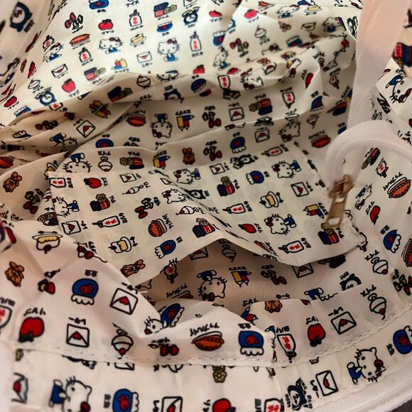 NWT Sanrio Hello Kitty Embroidered Canvas Tote Bag with Charm - Picture 5 of 11